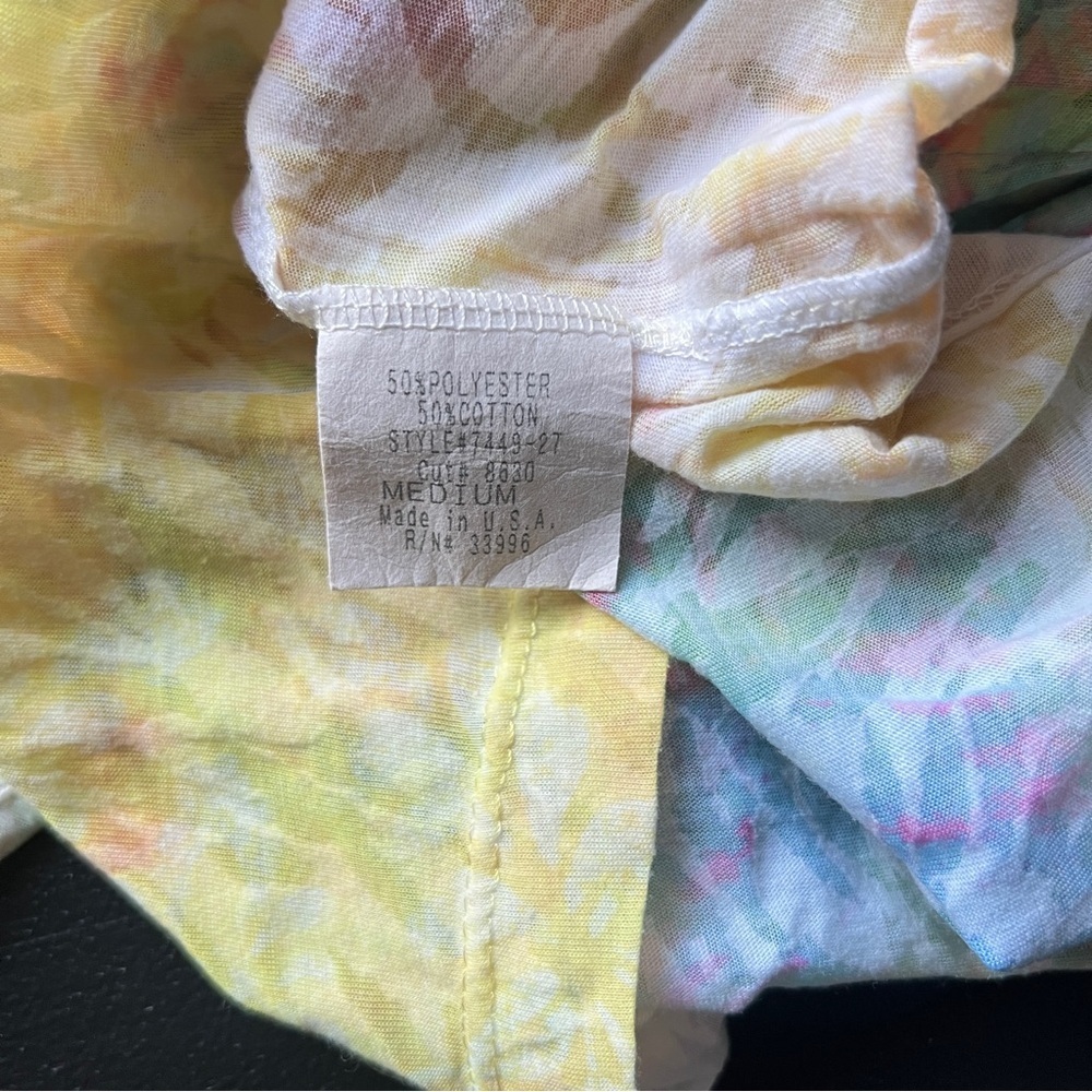Y2K Boho Fairy Top with Psychedelic Sun Print & Gold Studded Neckline Size M - Picture 7 of 7